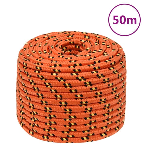 Båtlina orange 12 mm 50 m polypropylen
