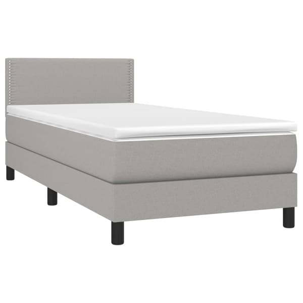 Ramsäng med madrass & LED ljusgrå 100x200 cm tyg
