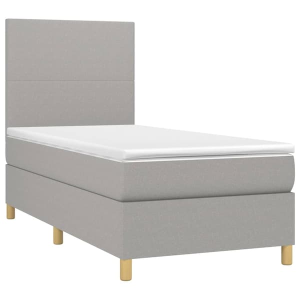 Ramsäng med madrass ljusgrå 100x200 cm tyg