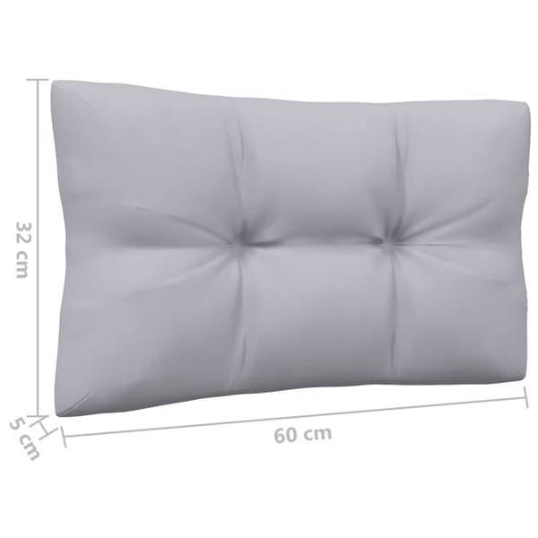 Loungegrupp med grå dynor 3 delar furu