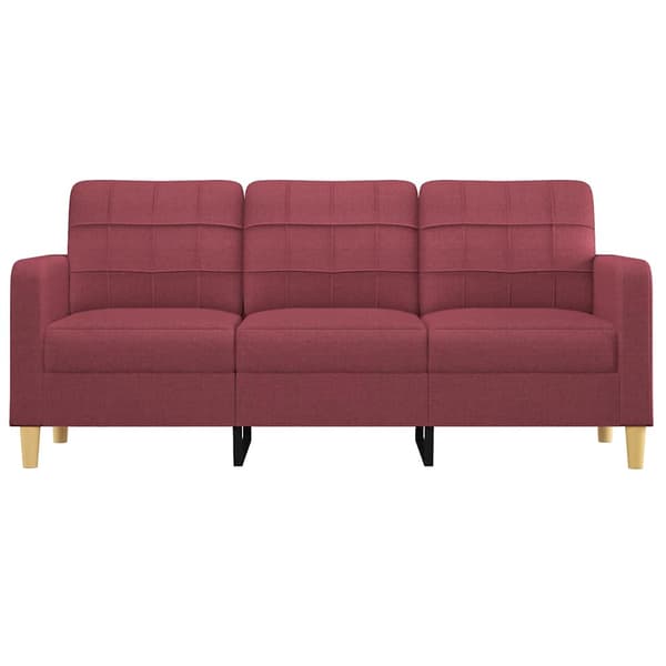 3-sitssoffa vinröd 180 cm tyg