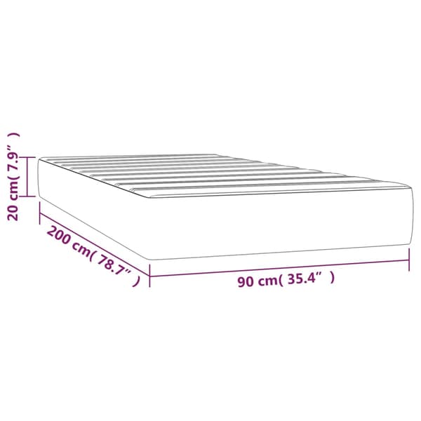Pocketresårmadrass medium mörkgrå 90x200x20 cm sammet