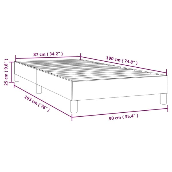 Boxspring-sängram blå 90x190 cm tyg