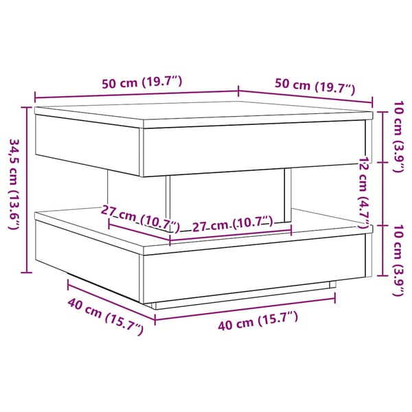Soffbord 360 grader vridbart vit 50x50x34,5 cm