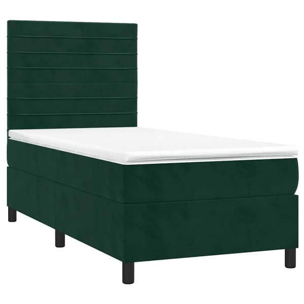 Ramsäng med madrass mörkgrön 90x200 cm sammet