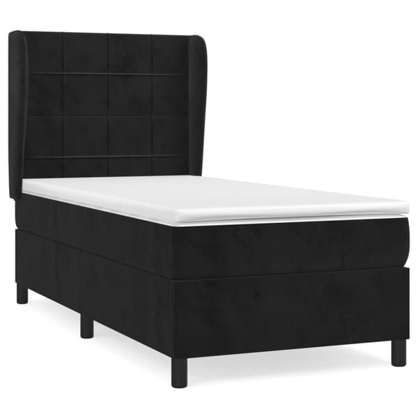 Ramsäng med madrass svart 100x200 cm sammet