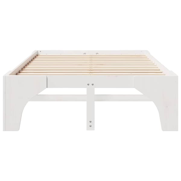 Sängram Vit 140 x 190 cm Massiv furu