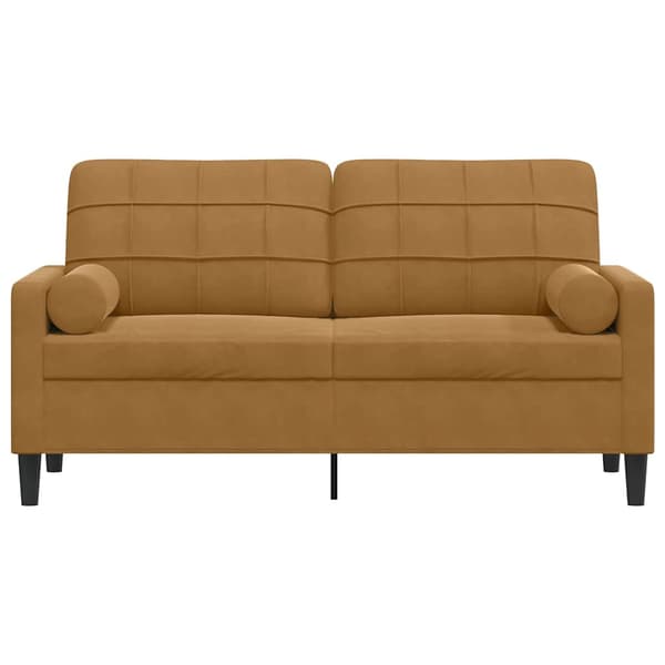 2-sitssoffa med prydnadskuddar brun 140 cm sammet