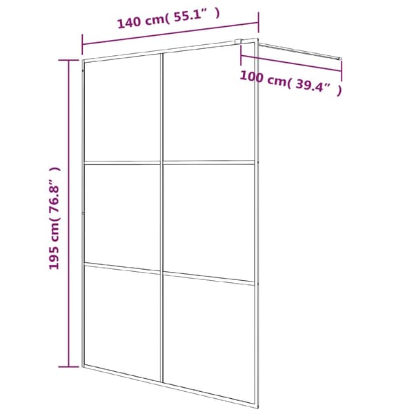 Duschvägg vit 140x195 cm klart ESG-glas