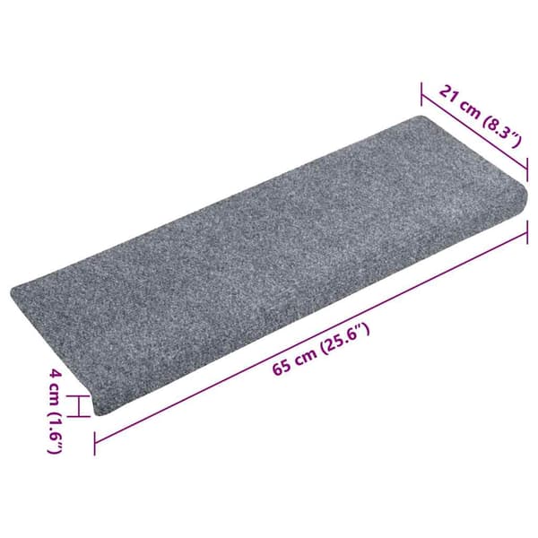 Trappmattor självhäftande 30 st 65x21x4 cm ljusgrå rektangulär kant