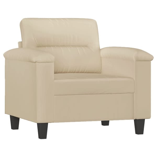 Soffgrupp med kuddar 4 delar gräddvit mikrofibertyg