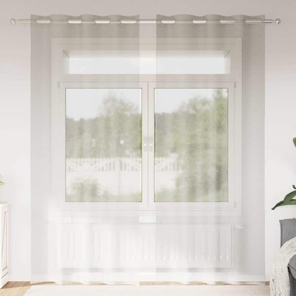 Voile Gardin 2 st Kräm 245 x 140 cm Polyester