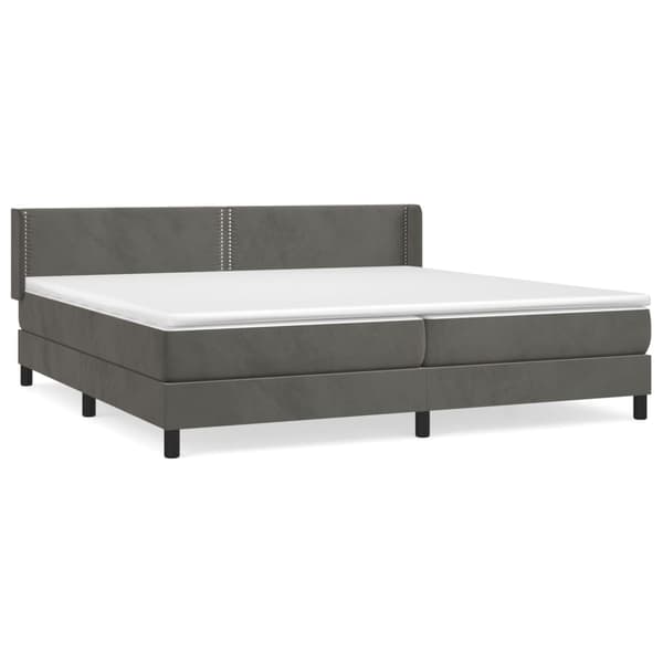 Ramsäng med madrass mörkgrå 200x200 cm sammet