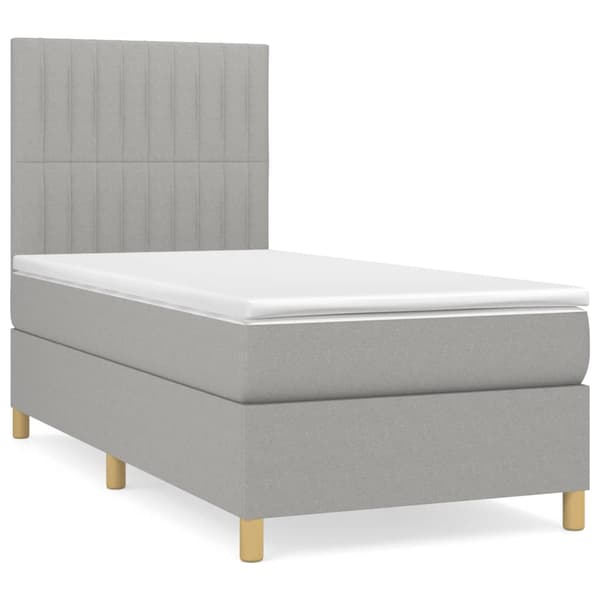 Ramsäng med madrass ljusgrå 80x200 cm tyg