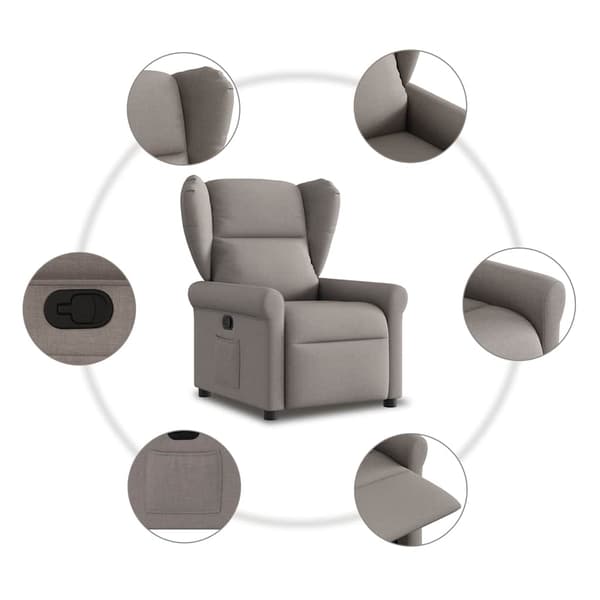 Reclinerfåtölj taupe tyg