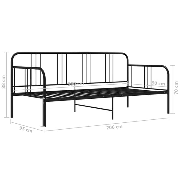 Sängram bäddsoffa svart metall 90x200 cm