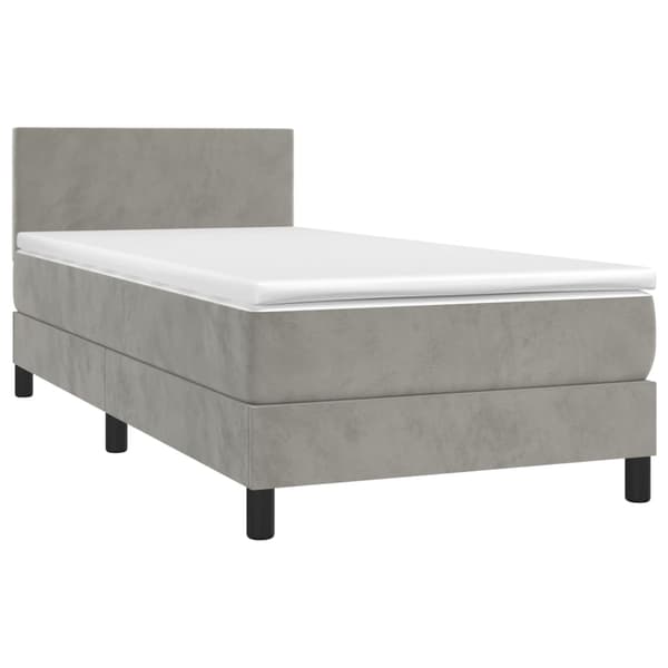 Ramsäng med madrass ljusgrå 100x200 cm sammet