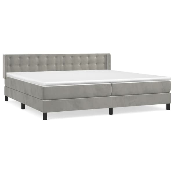 Ramsäng med madrass ljusgrå 200x200 cm sammet