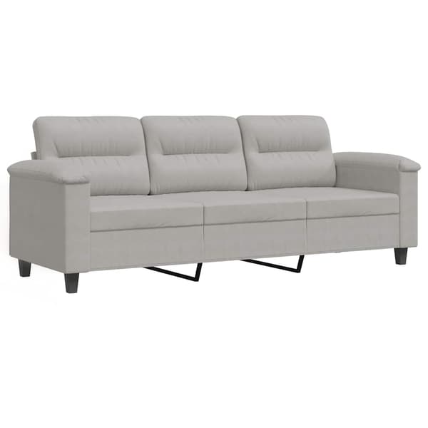 3-sitssoffa Ljusgrå 180 cm mikrofibertyg