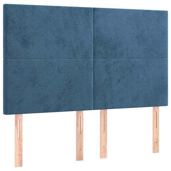 Ramsäng med madrass mörkblå 140x190 cm sammet