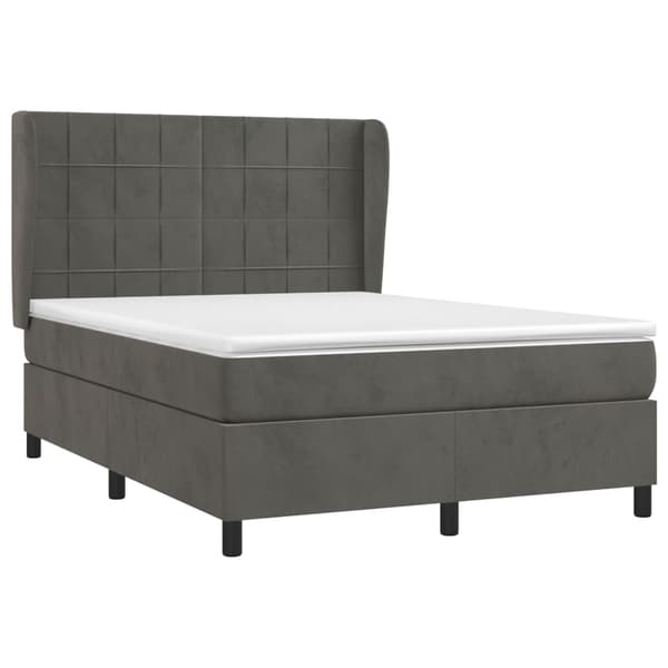 Ramsäng med madrass mörkgrå 140x190 cm sammet