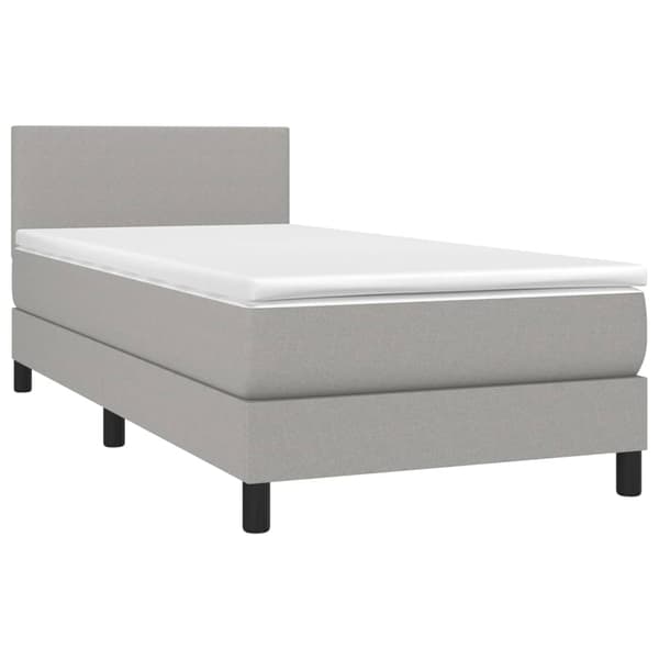 Ramsäng med madrass ljusgrå 100x200 cm tyg