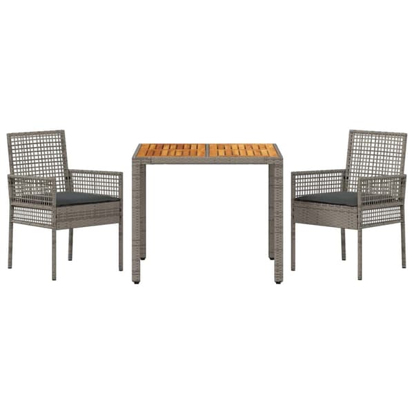 Trädgårdsmöbelset 3 pcs Grå konstrotting