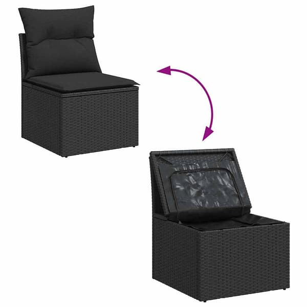 Trädgårdsoffset 3 st Svart Poly rattan
