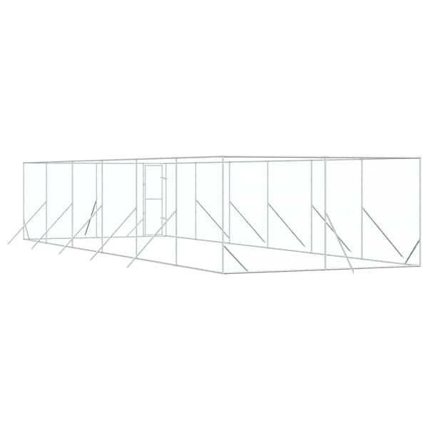 Hundgård för utomhusbruk silver 4x12x2 m galvaniserat stål