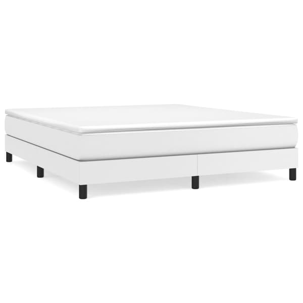 Boxspring-sängram vit 180x200 cm konstläder