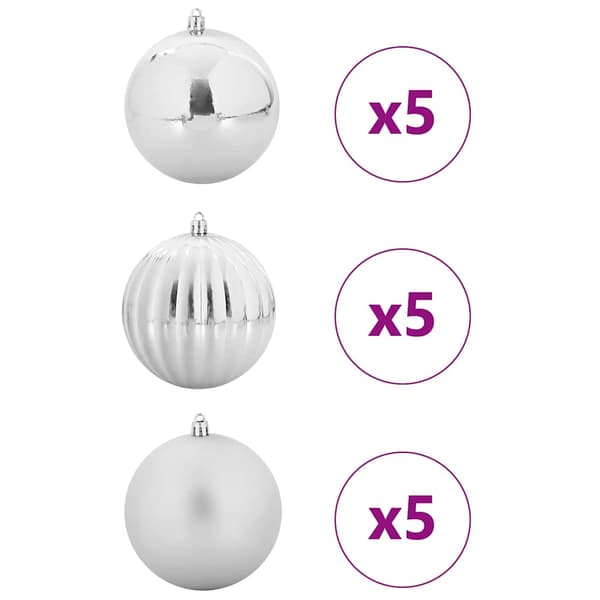 Julkulor Set XL 15 pcs Silver Ø 10 cm Plast LED-lampor