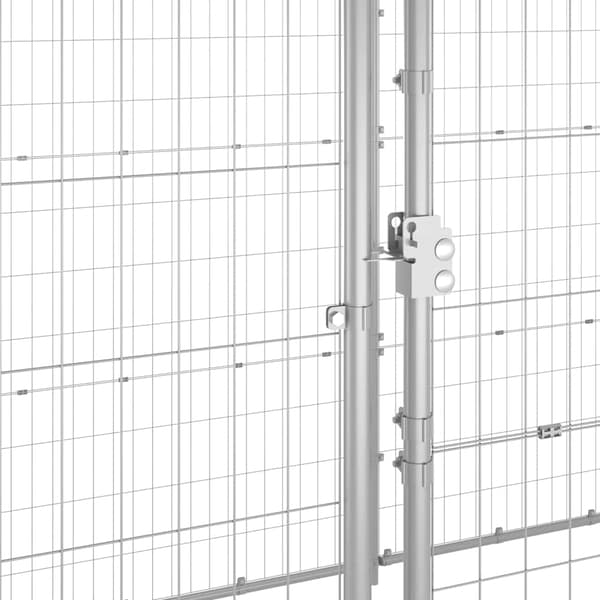 Hundgård för utomhusbruk galvaniserat stål med tak 16,94 m²