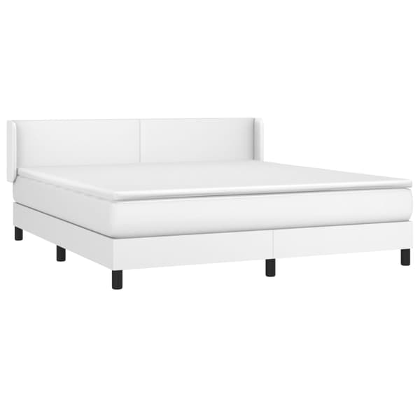 Ramsäng med madrass vit 180x200 cm konstläder