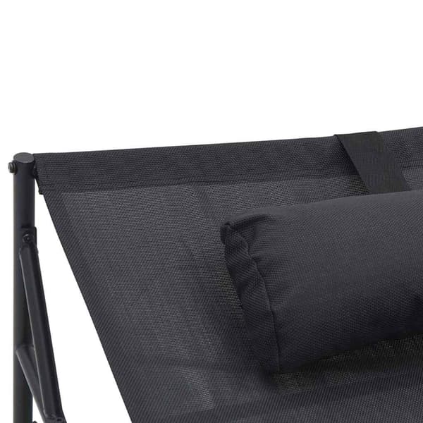 Trädgårdssolbädd med kudde 2 pcs Svart Pulverlackerat stål