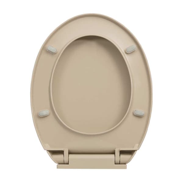 Toalettsits mjuk stängning snabbfäste beige oval