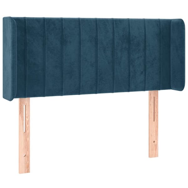 Sänggavel LED mörkblå 83x16x78/88 cm sammet