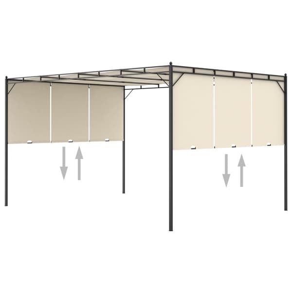 Trädgårdspaviljong med draperier 4x3x2,25 m gräddvit
