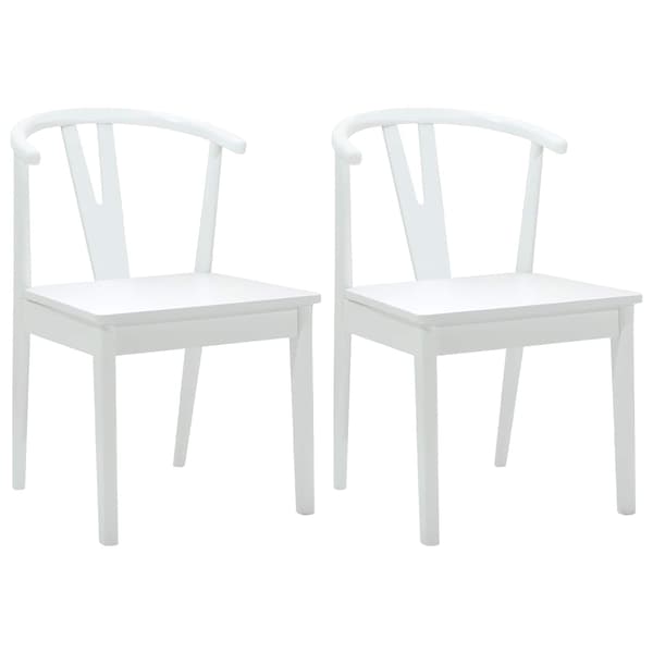 Matstol 2 pcs Vit och Vit Massiv Gummiträ