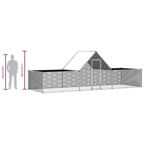 Hönsbur 6x2x2 m galvaniserat stål