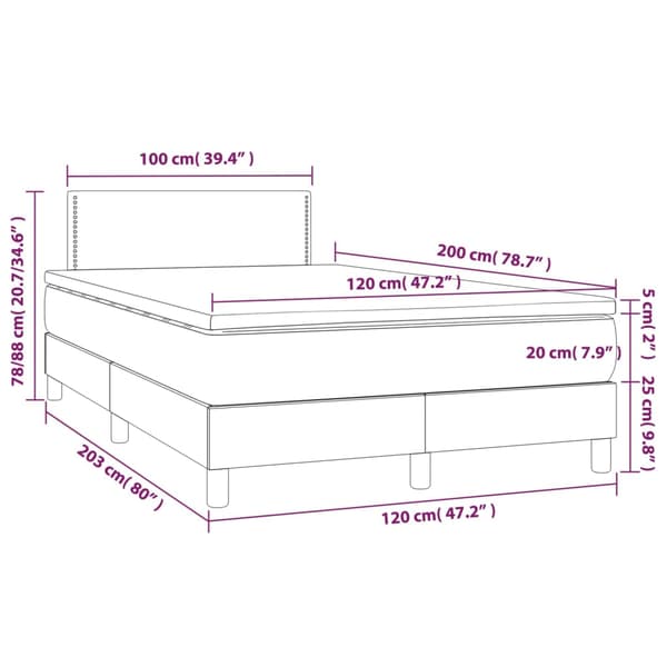 Ramsäng med madrass mörkgrå 120x200 cm sammet