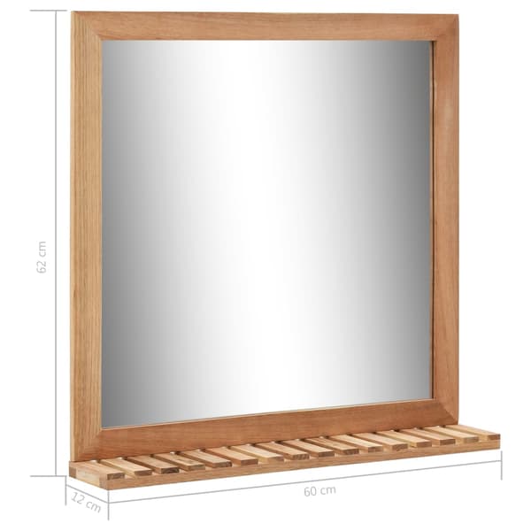 Badrumsspegel 60x12x62 cm massivt valnötsträ