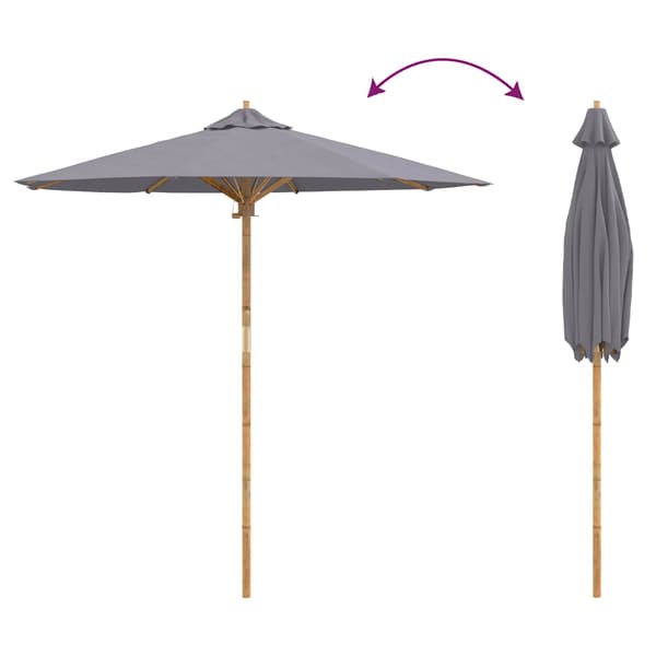 Trädgårdsparasol Mörkgrå Ø 217 x 230 cm Bambu