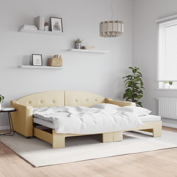Dagbädd utdragbar gräddvit 90x200 cm tyg