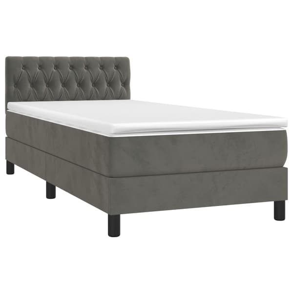 Ramsäng med madrass mörkgrå 90x200 cm sammet