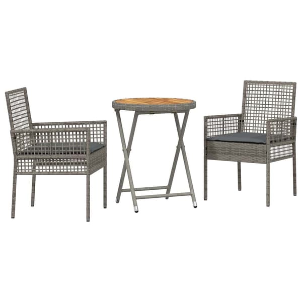 Trädgårds Bistro Set 3 pcs Grå konstrotting
