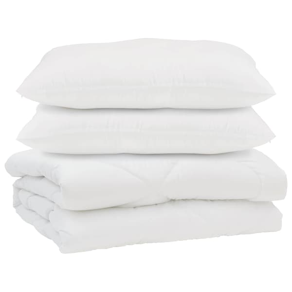 Duntäcke med kudde 3 pcs Vit Mikrofiber