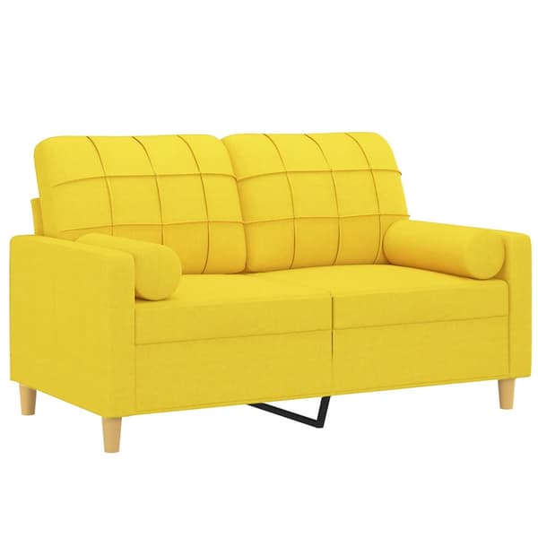 2-sits soffa med prydnadskuddar ljusgul 120 cm tyg