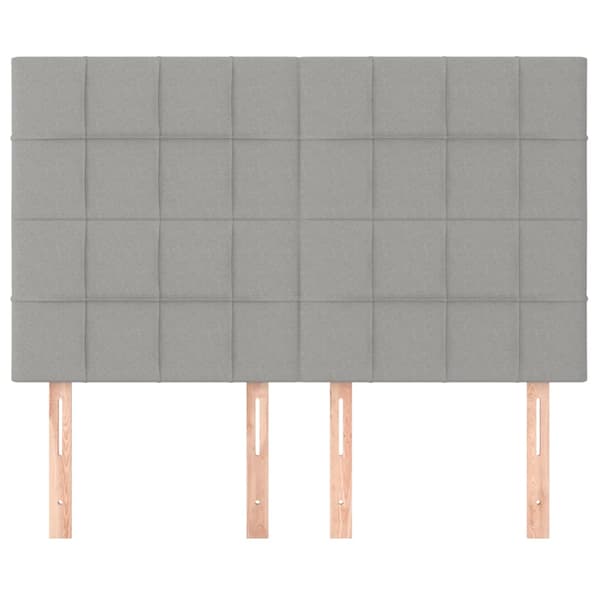 Sänggavel ljusgrå 144x5x118/128 cm tyg