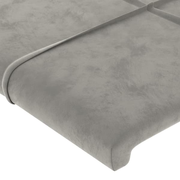 Sänggavel ljusgrå 200x5x118/128 cm sammet