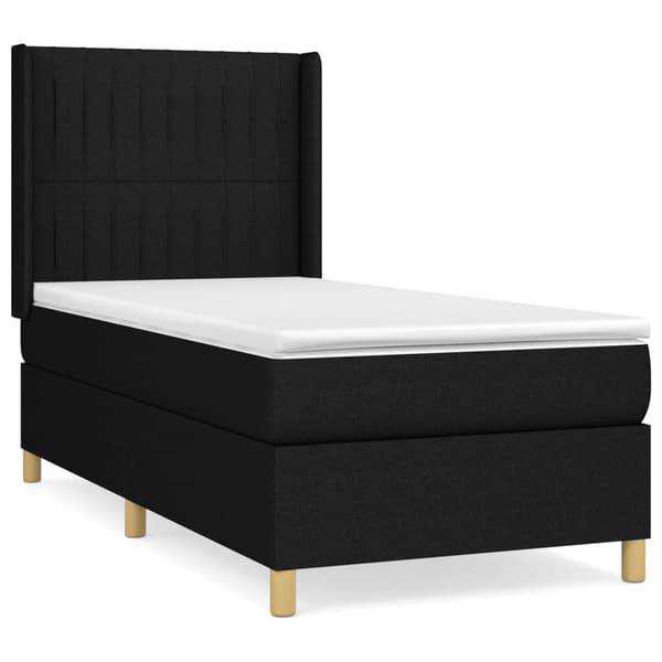 Ramsäng med madrass svart 90x190 cm tyg